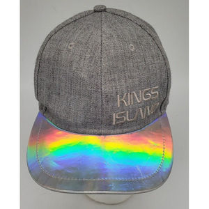 Vintage Kings Island Theme Park Gray Trucker Hat Cap Snapback Silver Prism 1990s